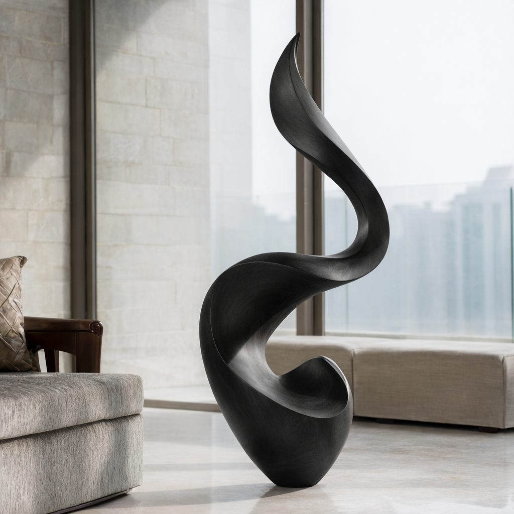 Modern Abstract Solid Wood Floor Sculpture for Luxury Interiors