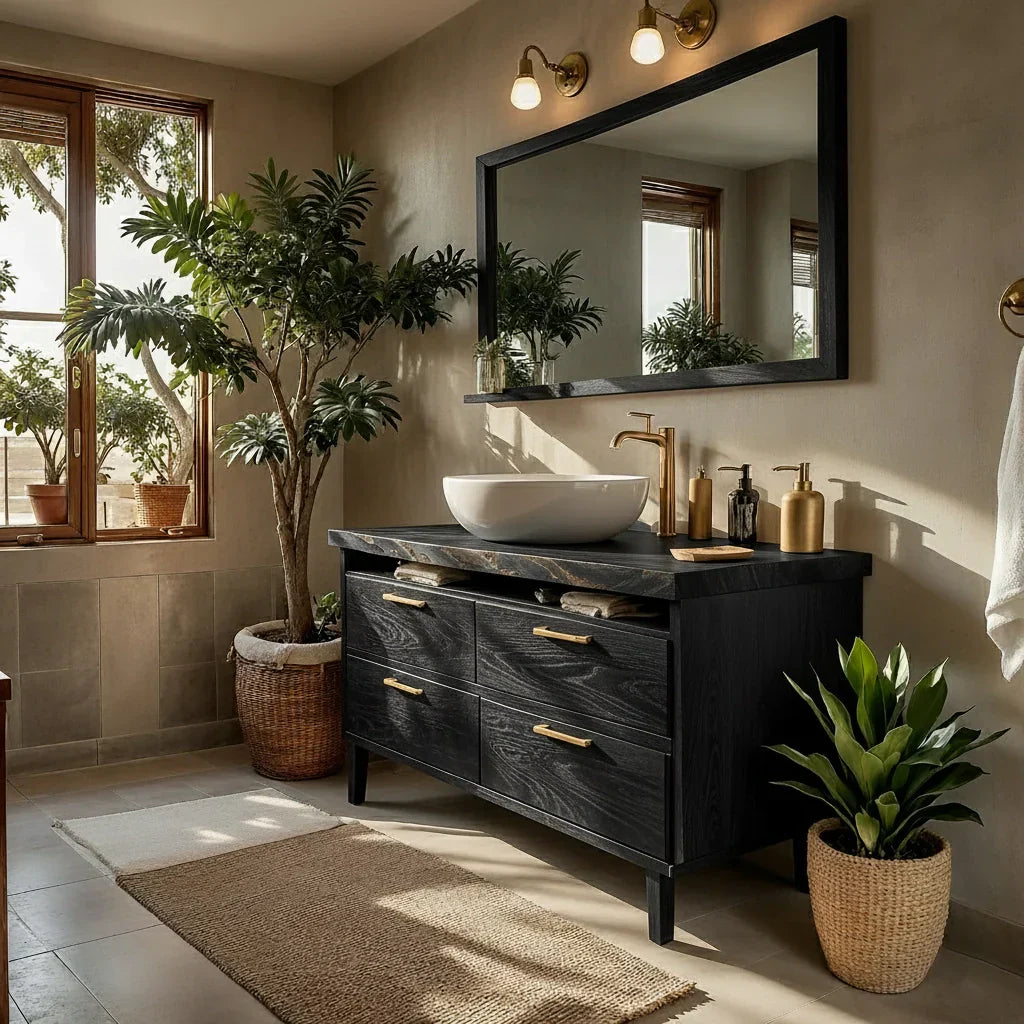 Solid Wood Bathroom Vanity with Drawer Storage for Modern Bathrooms