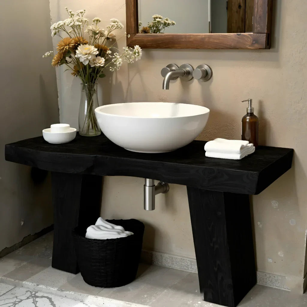 Solid-Wood Console Vanity for Cozy Bathrooms