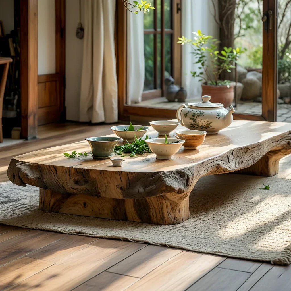 Live Edge Solid Wood Low Tea Table