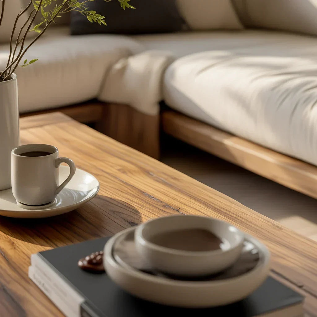 Solid Wood Coffee Table for Airy Modern Living Rooms