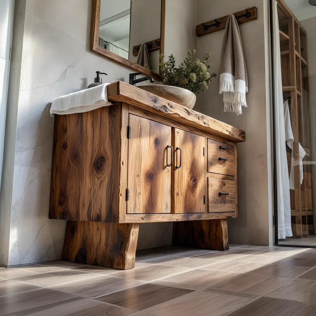 Solid Wood Vanity for Rustic Bathroom