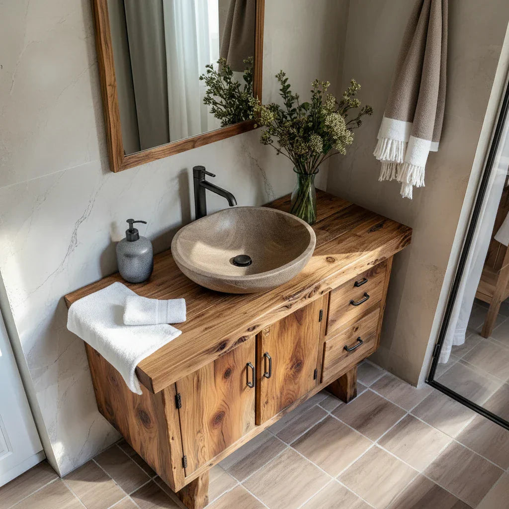 Solid Wood Vanity for Rustic Bathroom
