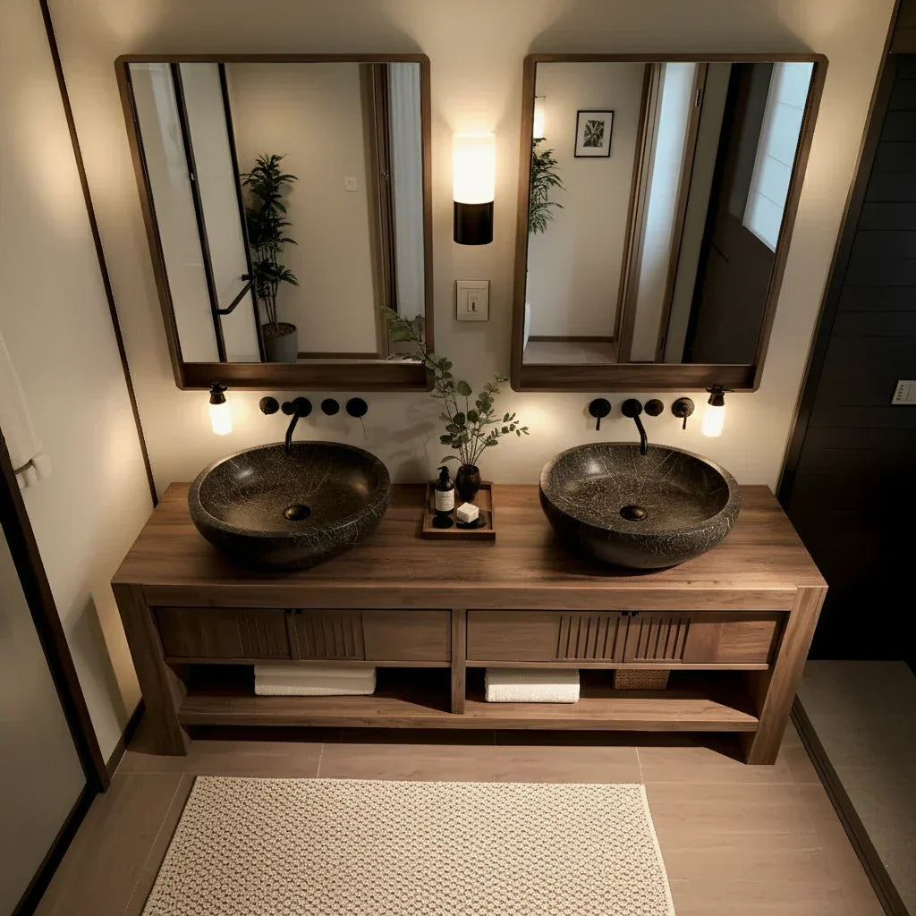 Solid-Wood Double Bathroom Vanity