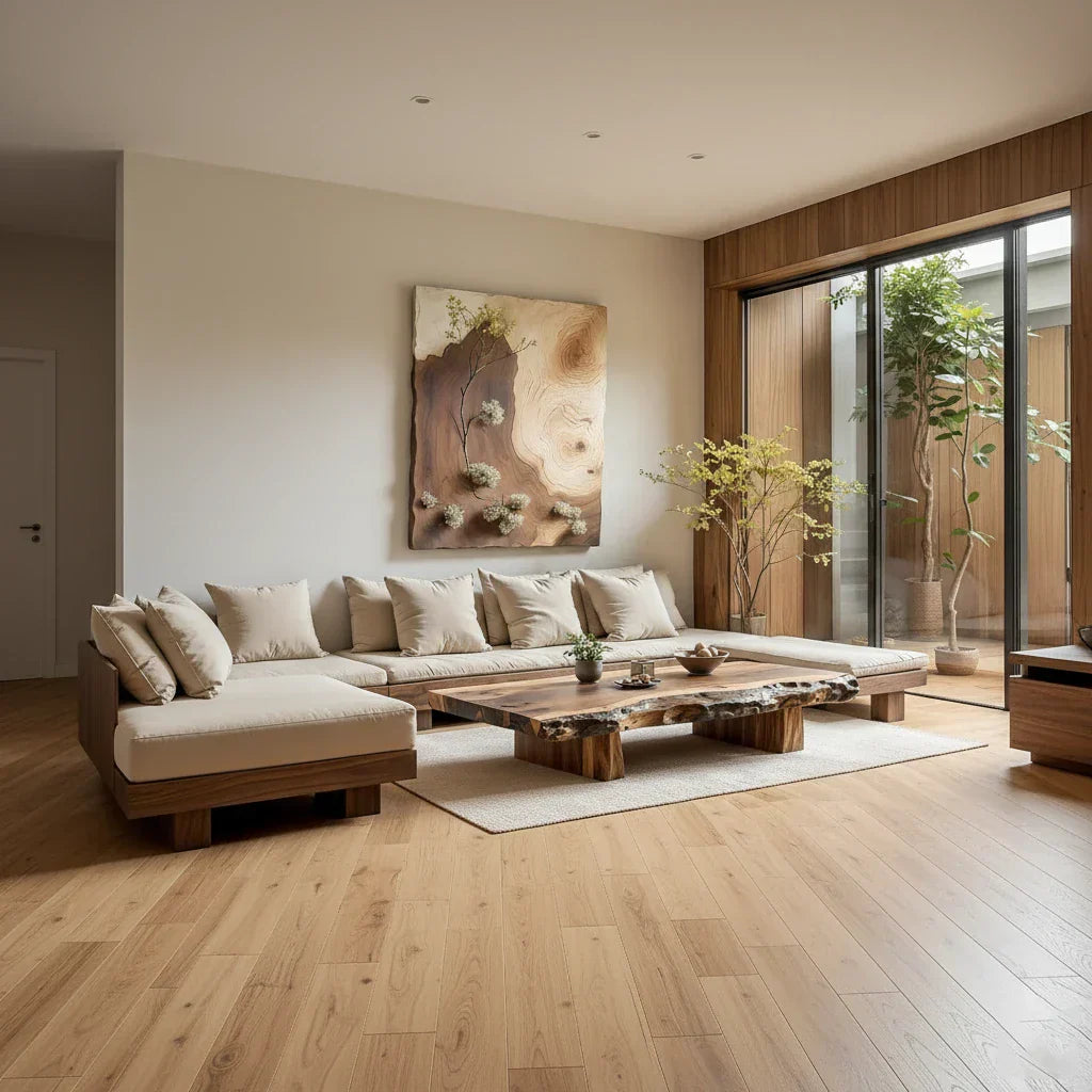 Live Edge Solid Wood Coffee Table for Modern Zen Lounges