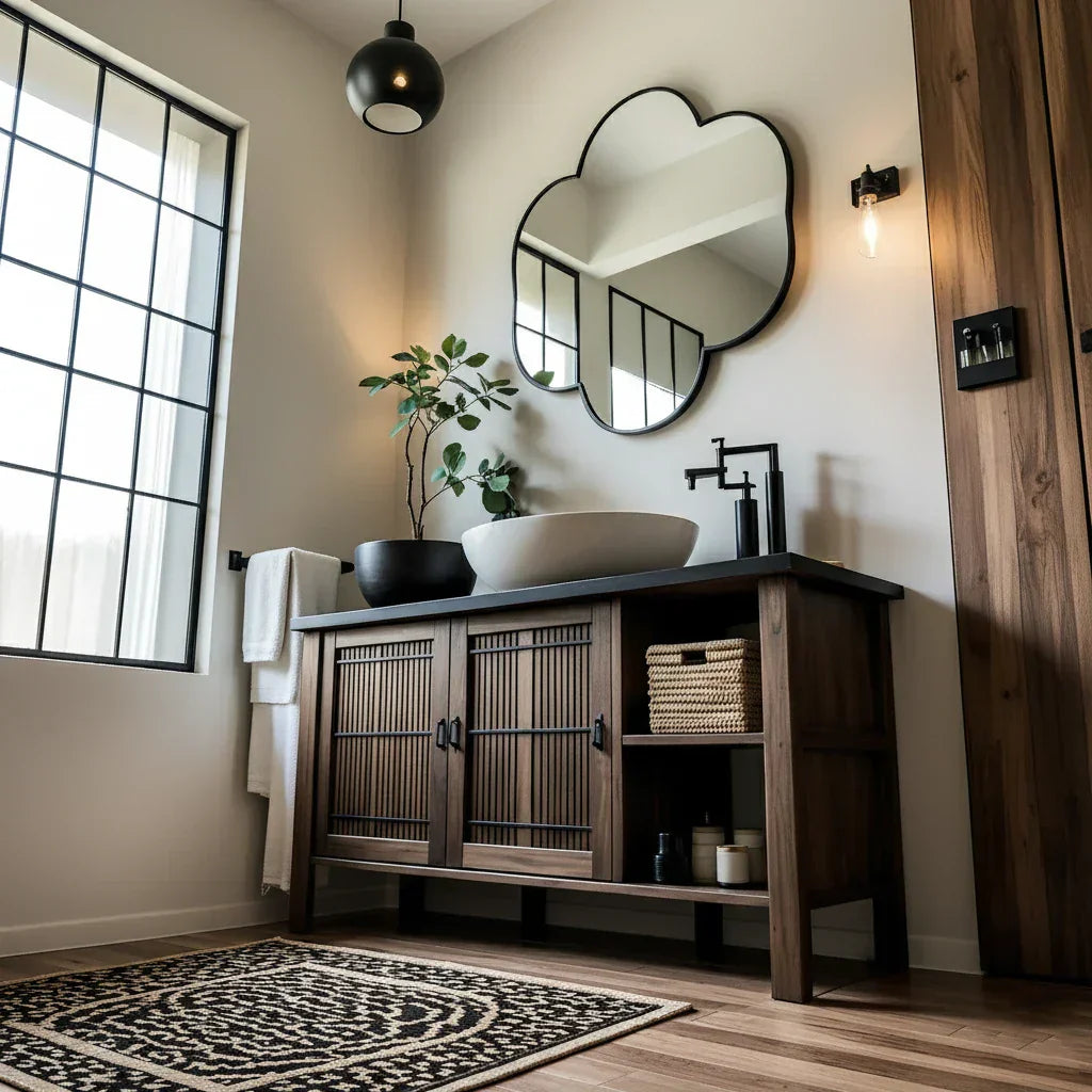 Solid Wood Fluted Bathroom Vanity for Modern Interiors