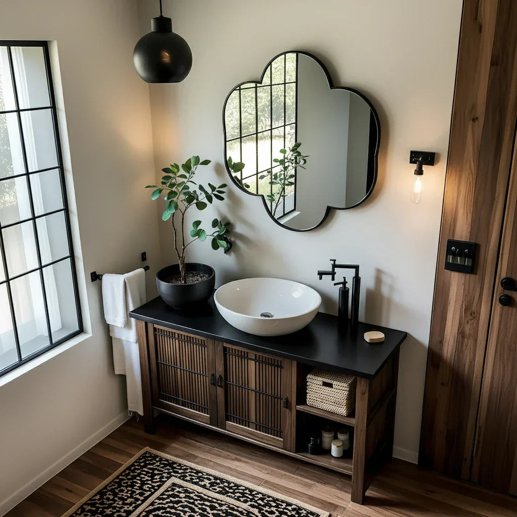 Solid Wood Fluted Bathroom Vanity for Modern Interiors
