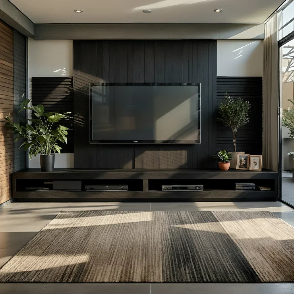 Low-Profile Media Console with Open Shelf for Modern Media Walls