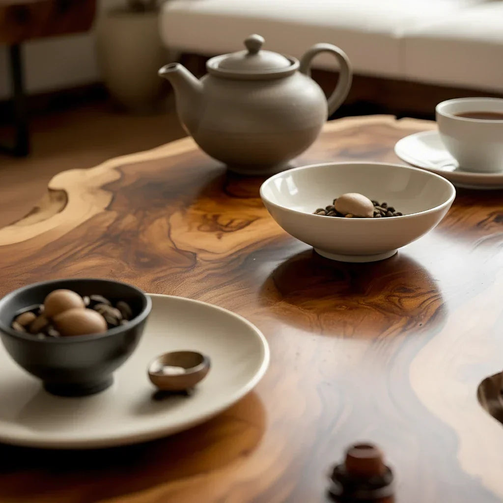 Organic Live-Edge Solid Wood Coffee Table for Contemporary Living