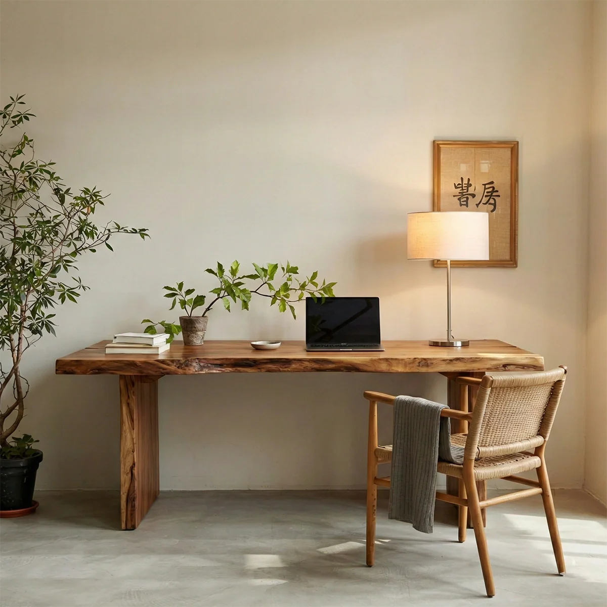 Minimalist Live Edge Wood Desk Handmade Solid Wood Table