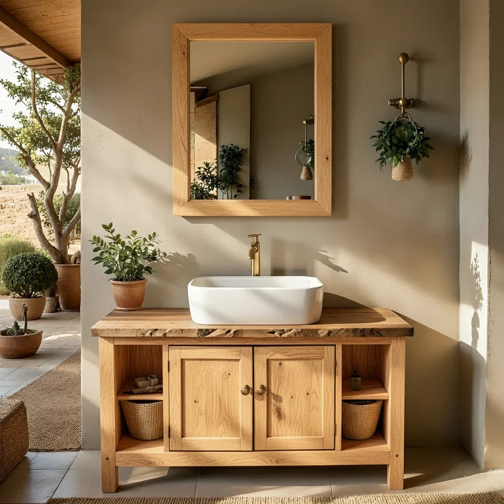 Solid-Wood Bathroom Vanity for Farmhouse Bathrooms