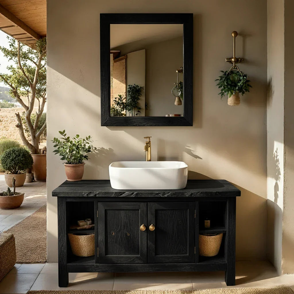 Solid-Wood Bathroom Vanity for Farmhouse Bathrooms