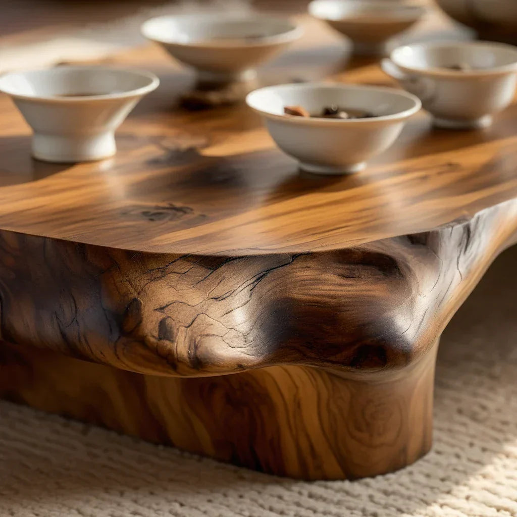 Low Solid Wood Tea Table for Minimalist Zen Interiors