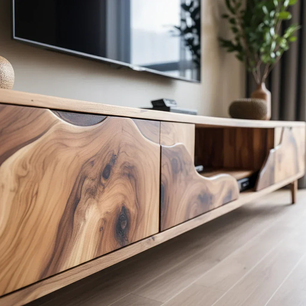 Organic Front Wood TV Console for Modern Living Rooms