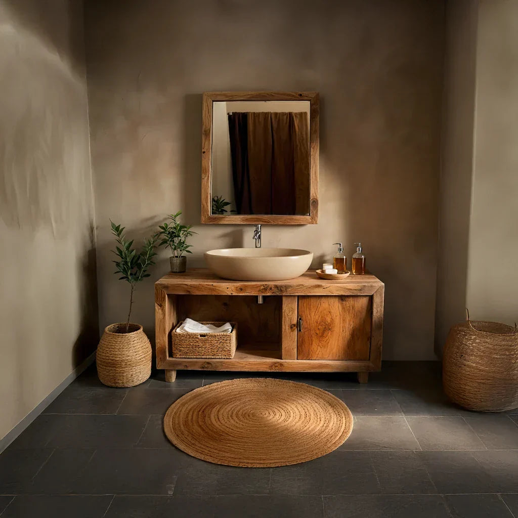 Solid-Wood Vanity for Wabi-Sabi Bathrooms