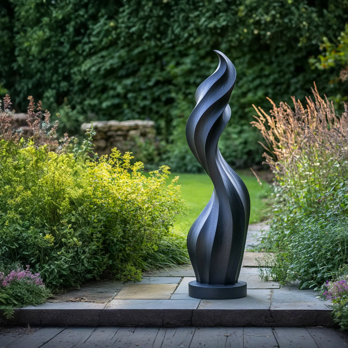 Modern Hand-Carved Outdoor Solid Wood Sculpture for Garden Spaces