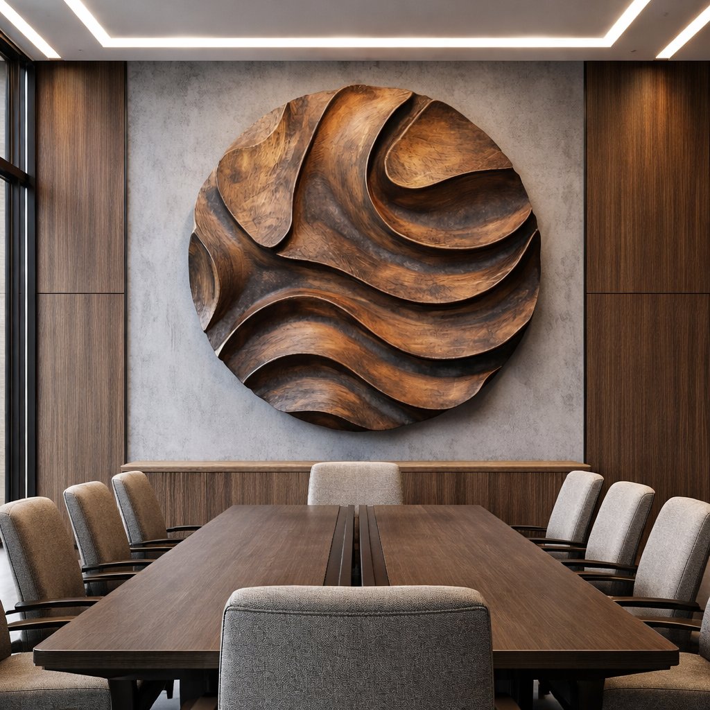 Layered Wave Solid Wood Wall Art Sculpture for Modern Living Spaces