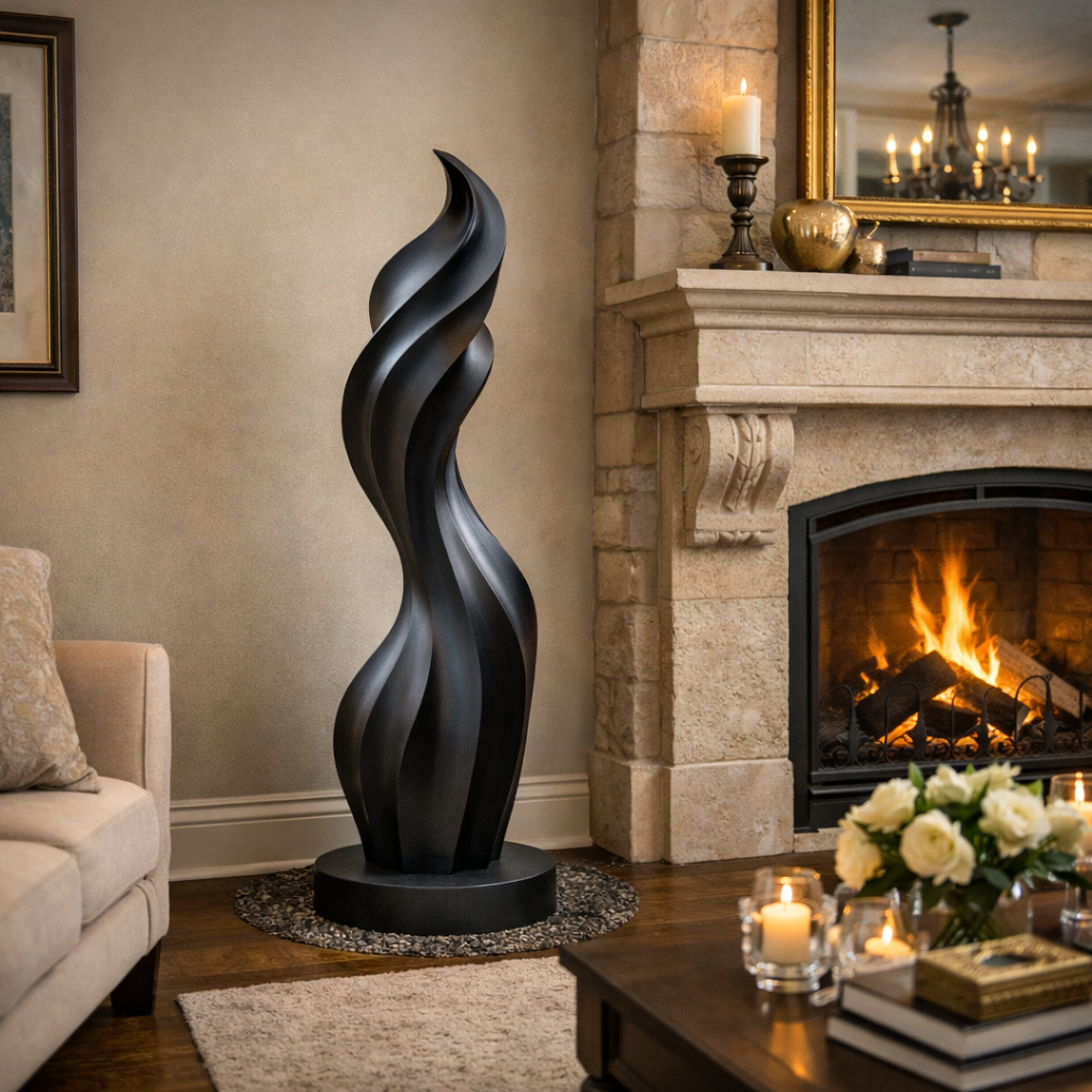 Modern Hand-Carved Outdoor Solid Wood Sculpture for Garden Spaces