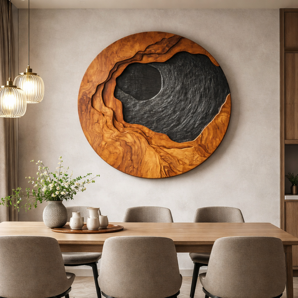 Contemporary Layered Solid Wood Wall Art Sculpture for Living Room