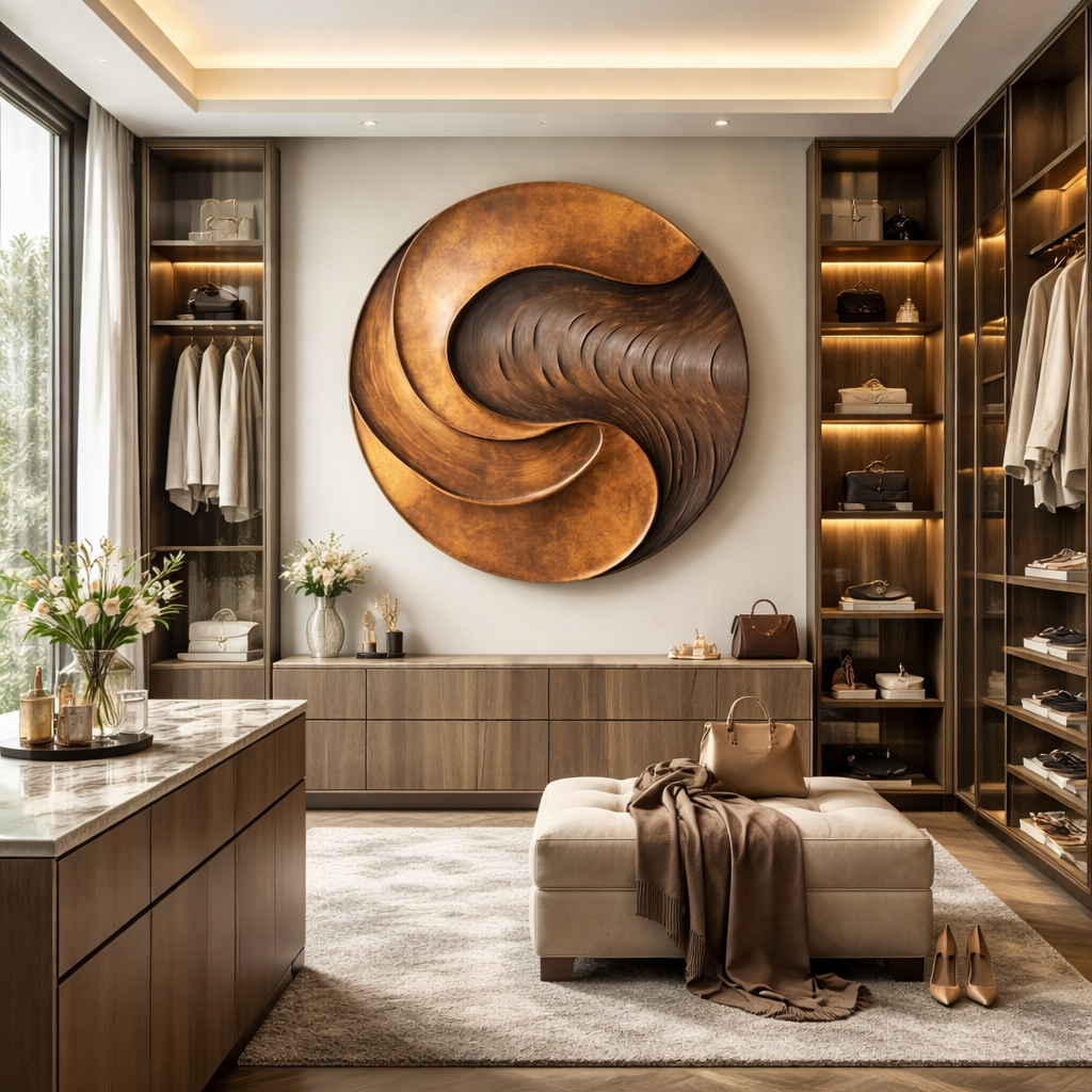 Modern Round Solid Wood Wall Art for Contemporary Interiors