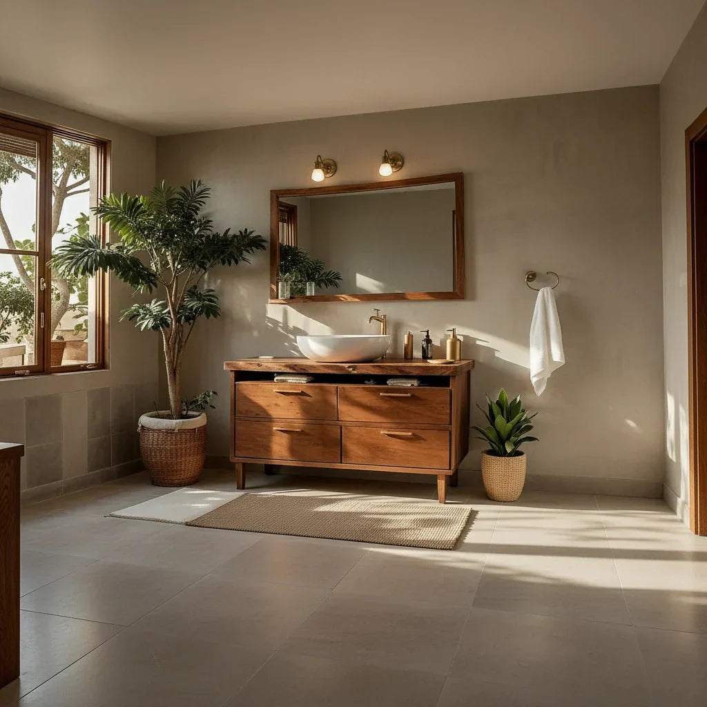 Solid Wood Bathroom Vanity with Drawer Storage for Modern Bathrooms