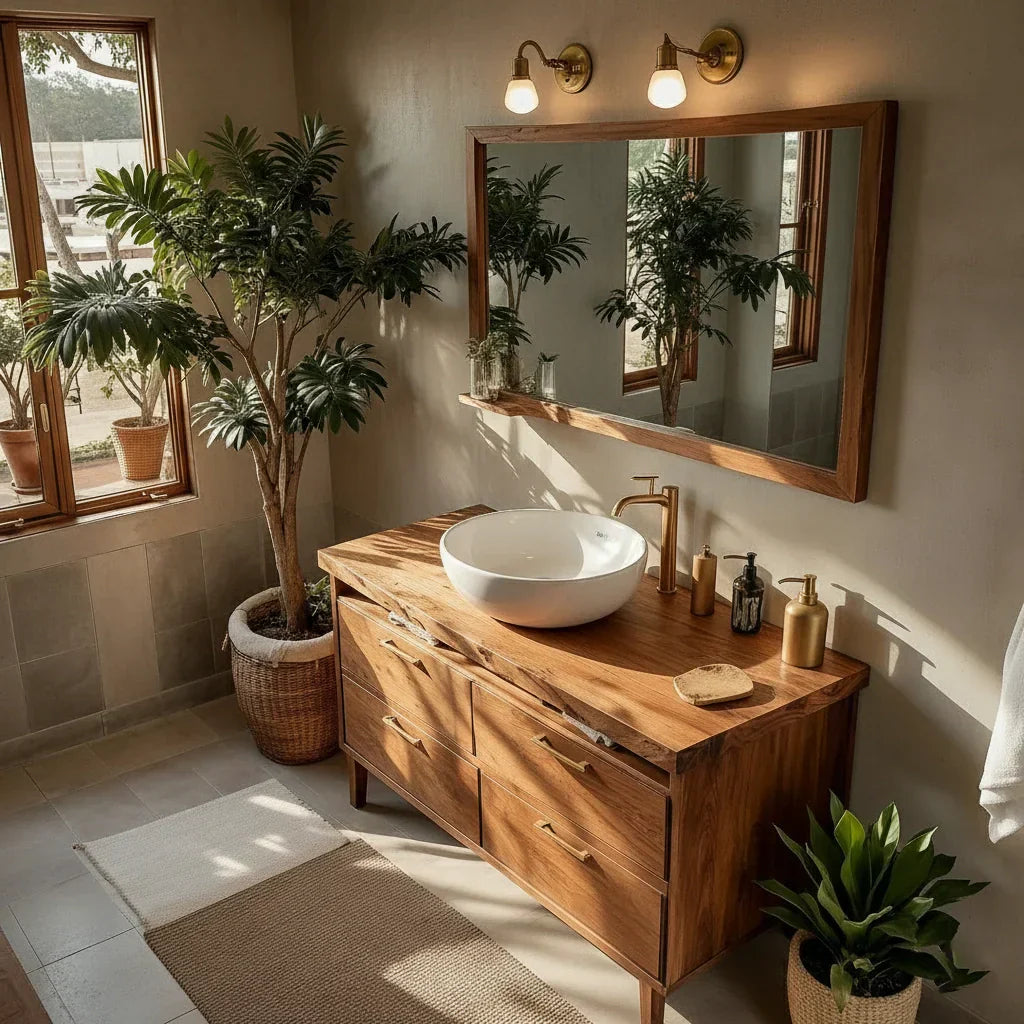 Solid Wood Bathroom Vanity with Drawer Storage for Modern Bathrooms