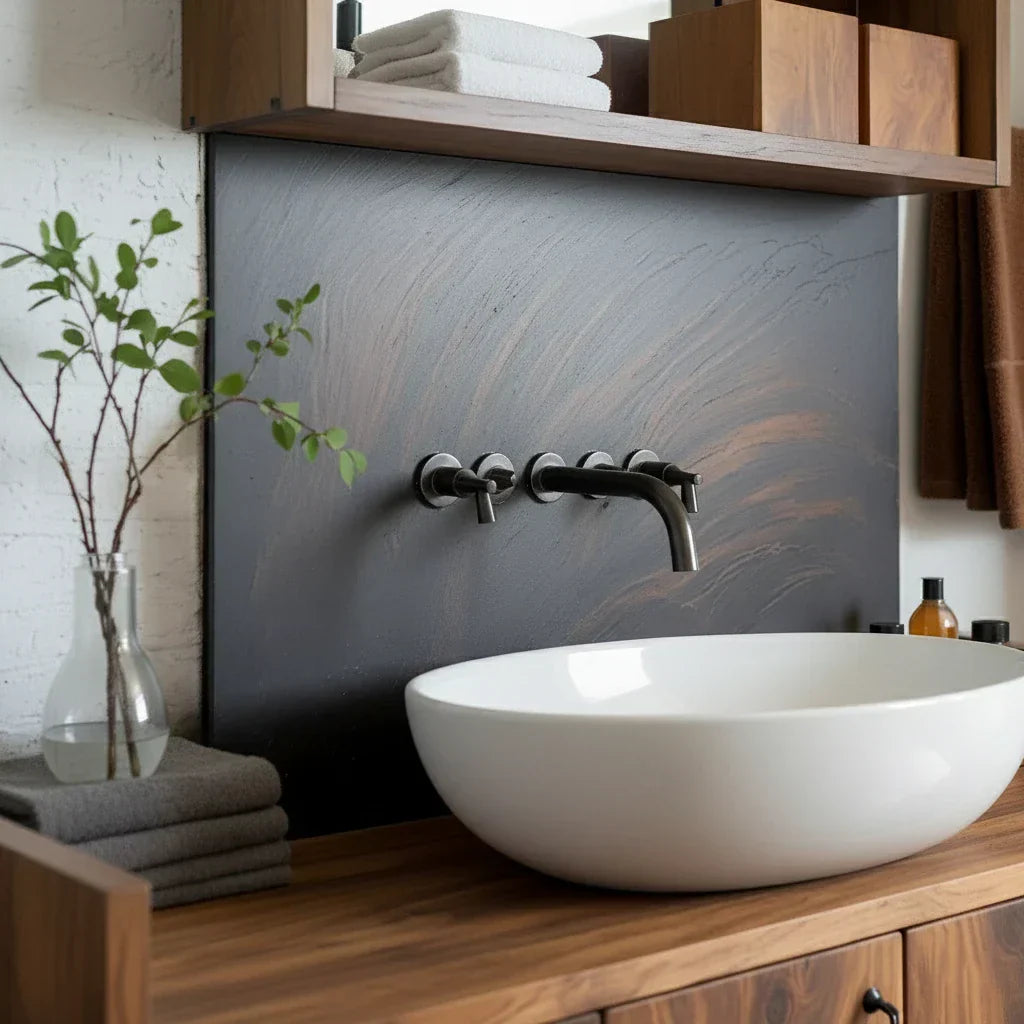 Solid Wood Vanity Cabinet with Four Doors for Industrial-Style Baths