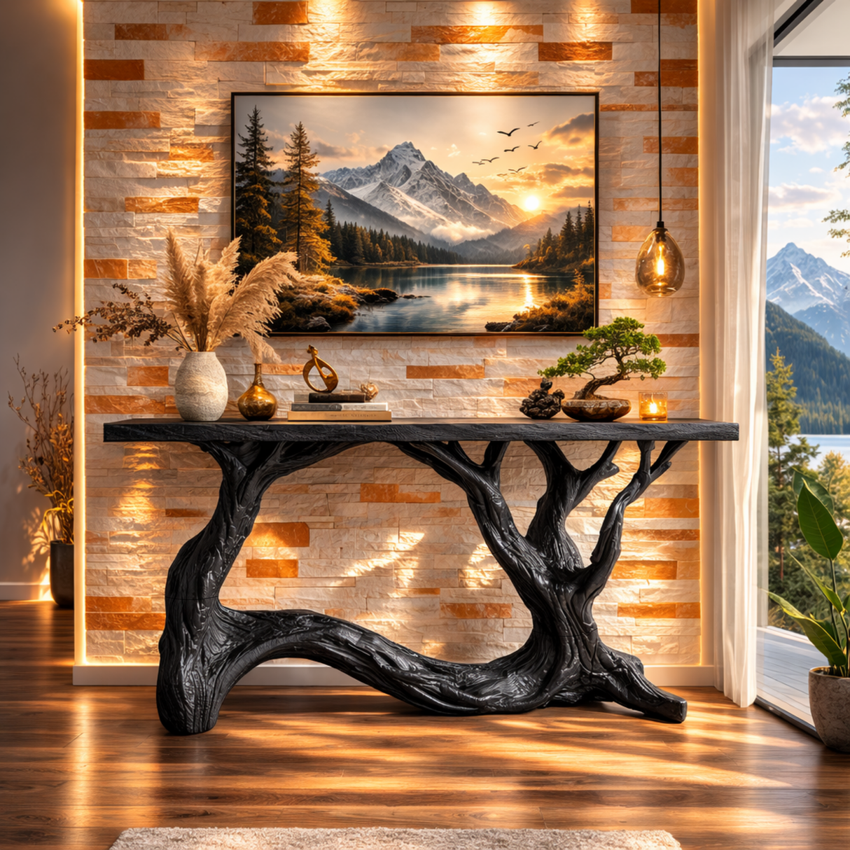 Interwoven Branch Solid Wood Console Table