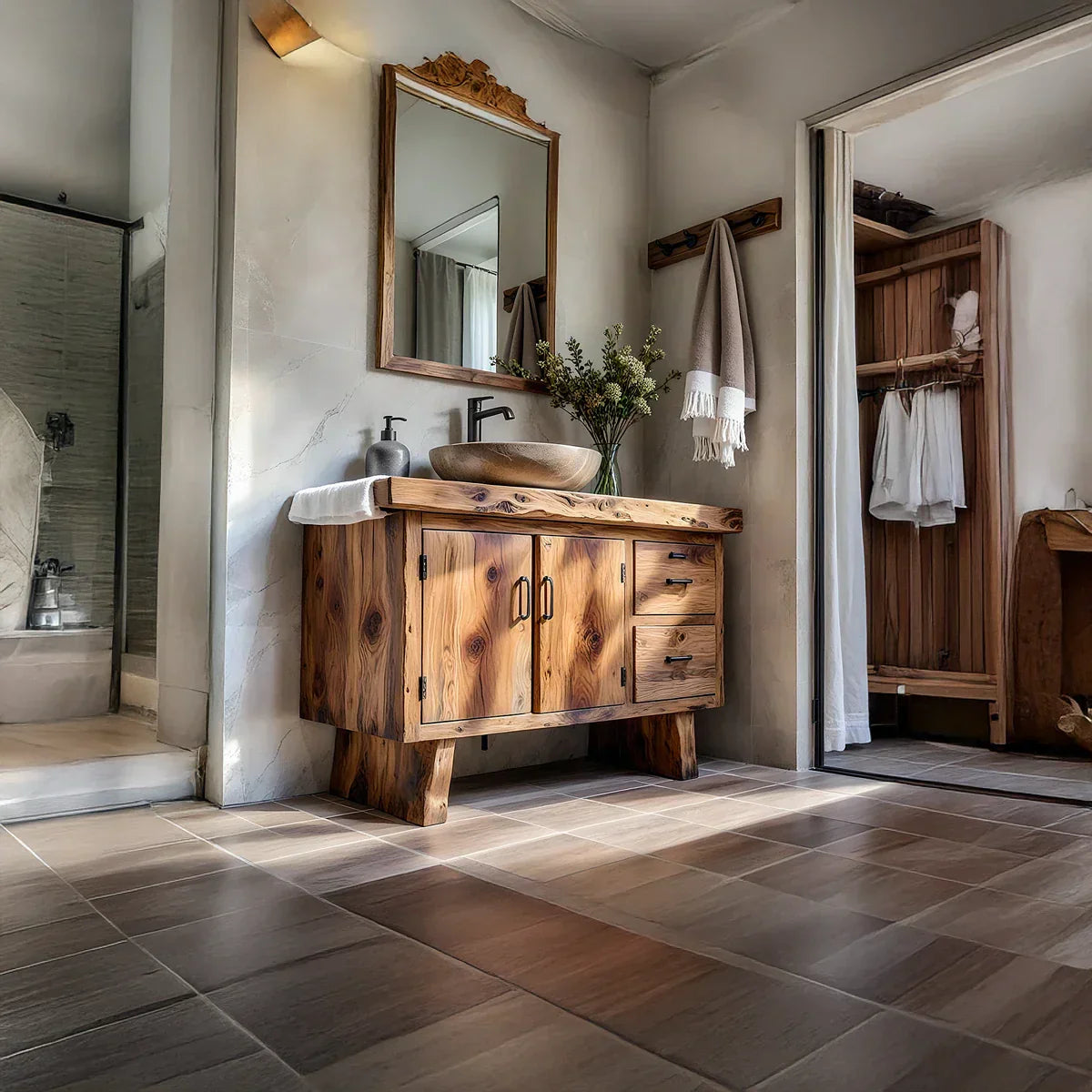 Solid Wood Vanity for Rustic Bathroom