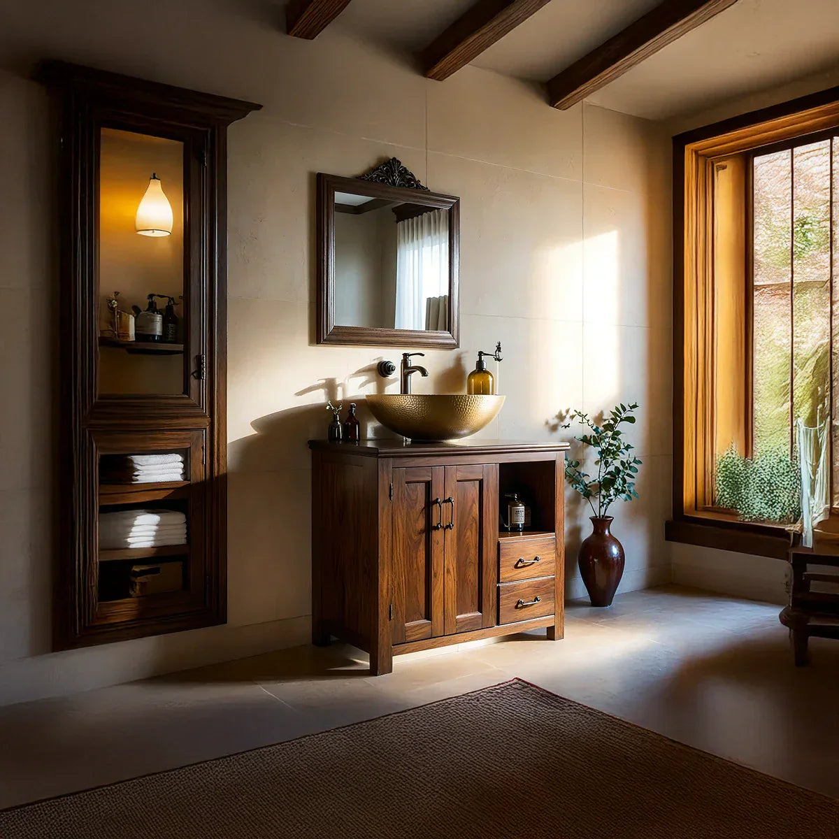 Solid-Wood Bathroom Vanity for Classic Bathrooms