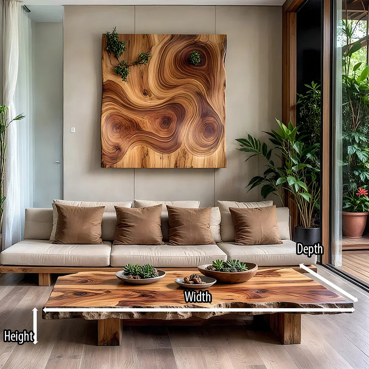 Live-Edge Solid-Wood Coffee Table for Organic Living Rooms