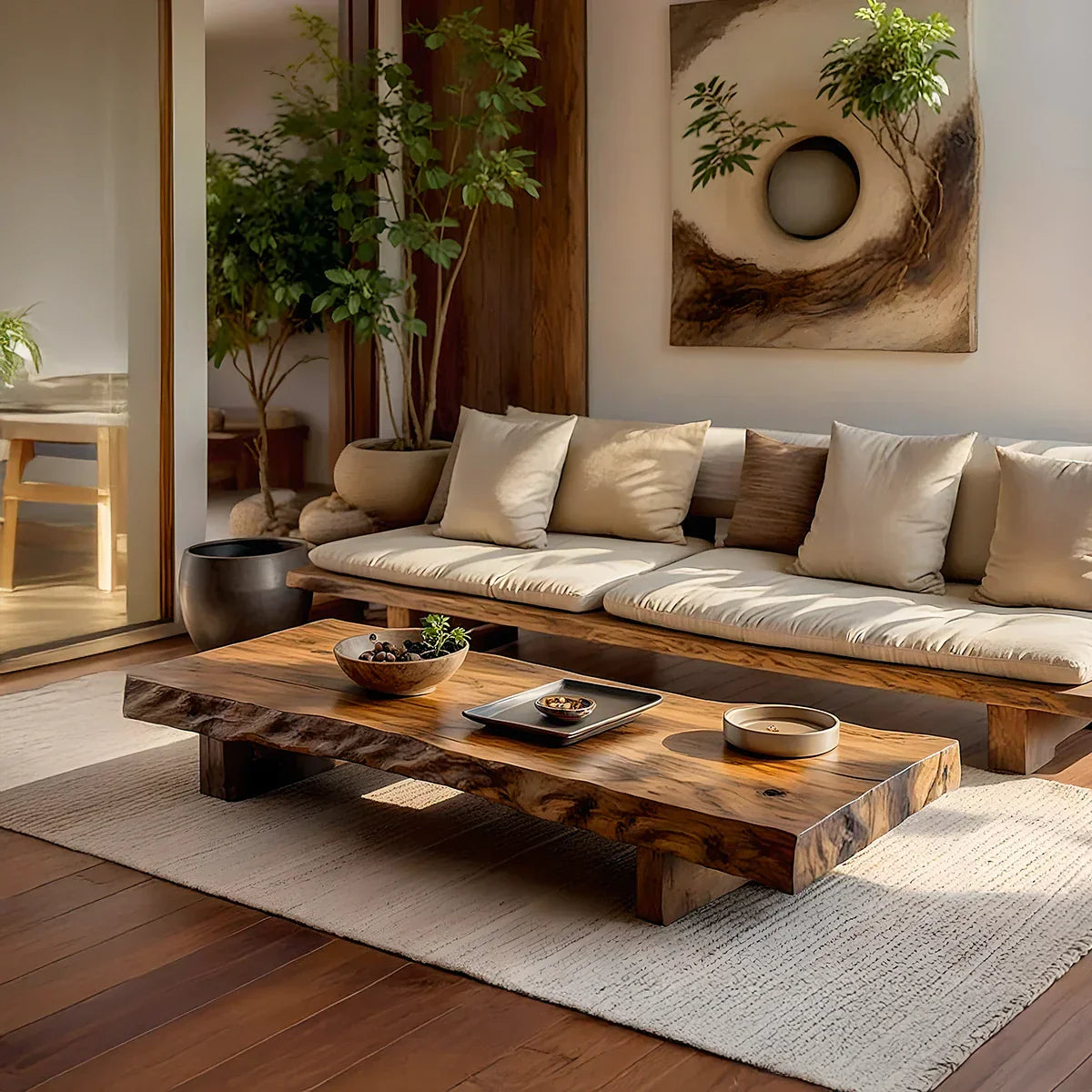Live-Edge Solid-Wood Coffee Table for Japandi Living Rooms