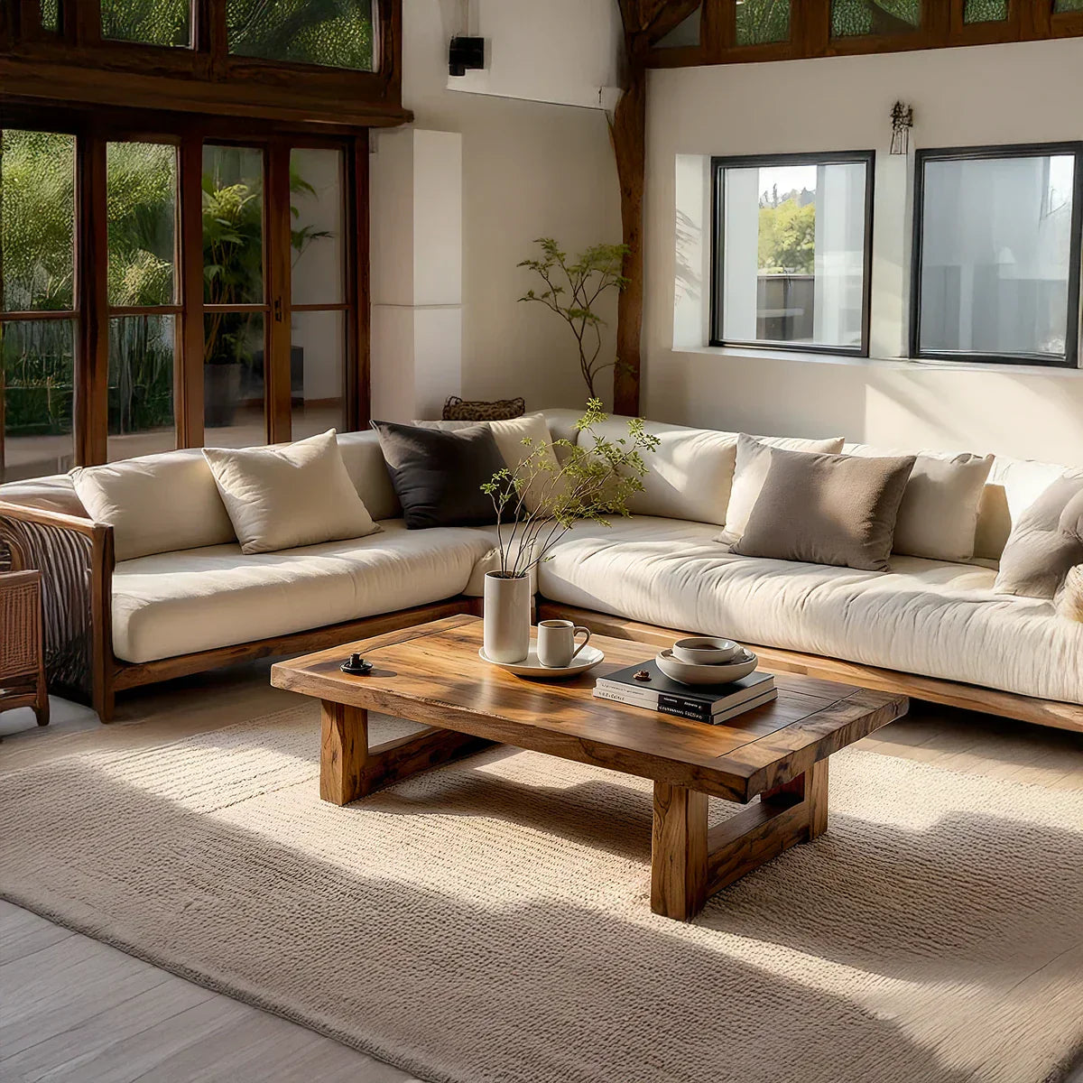 Solid Wood Coffee Table for Airy Modern Living Rooms