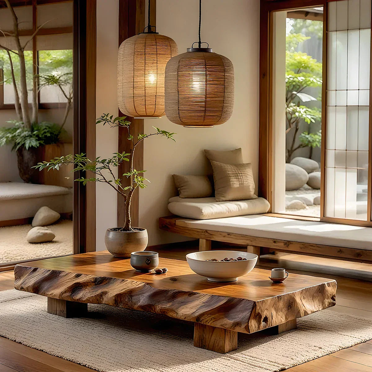 Zen Live-Edge Solid Wood Table for Minimalist Lounge