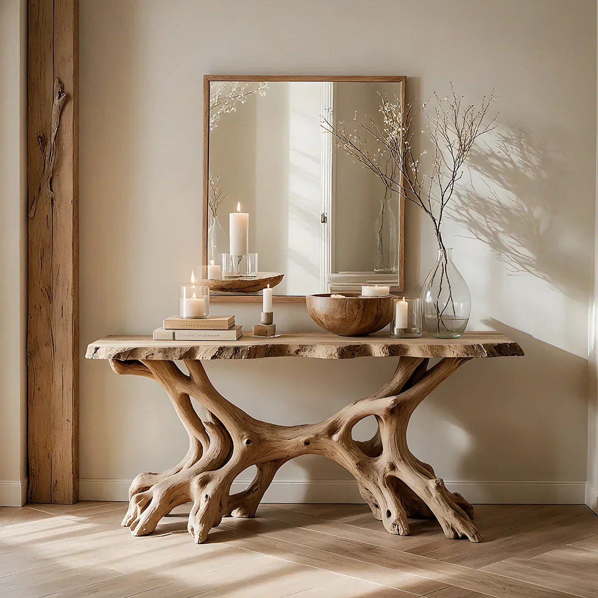 Solid Wood Root Console Table for Modern Entryway Decor
