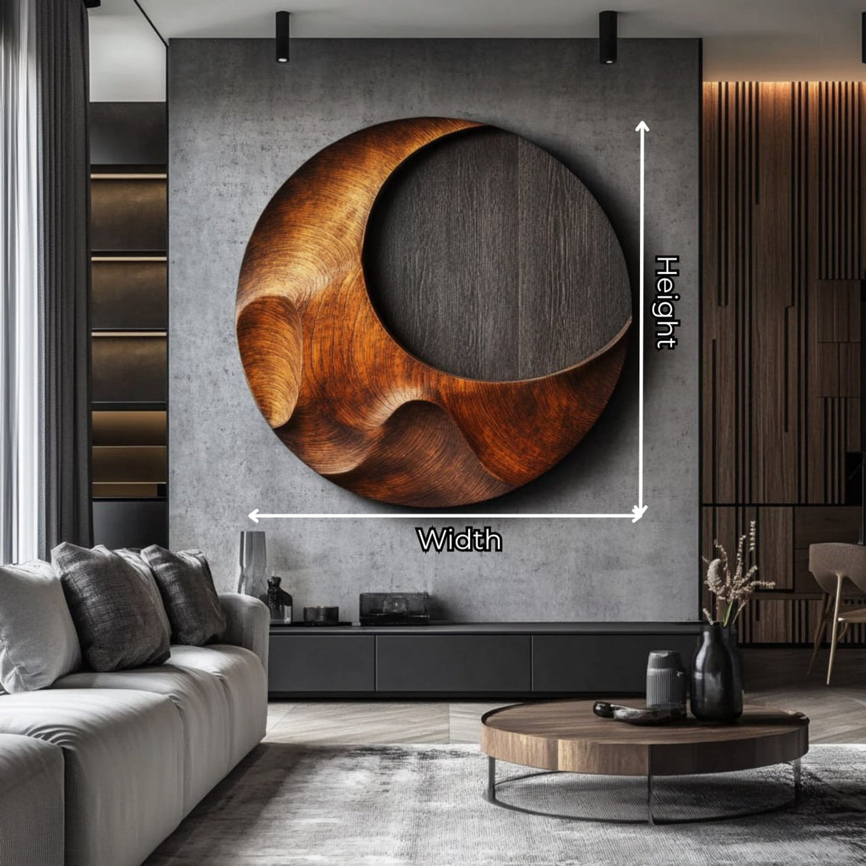 Organic Round Solid Wood Wall Sculpture for Modern Interiors