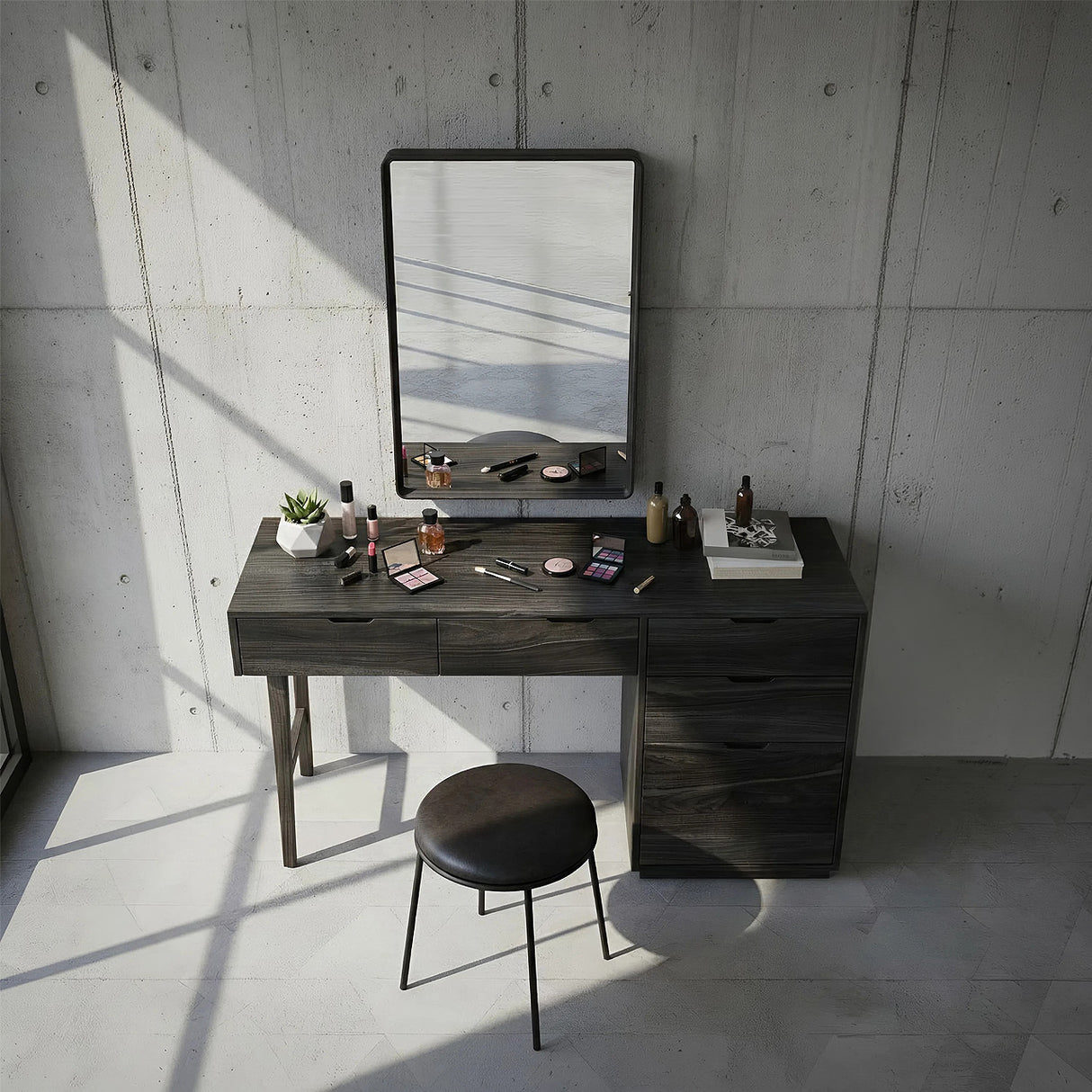 Solid Wood Dressing Table with Storage Drawers