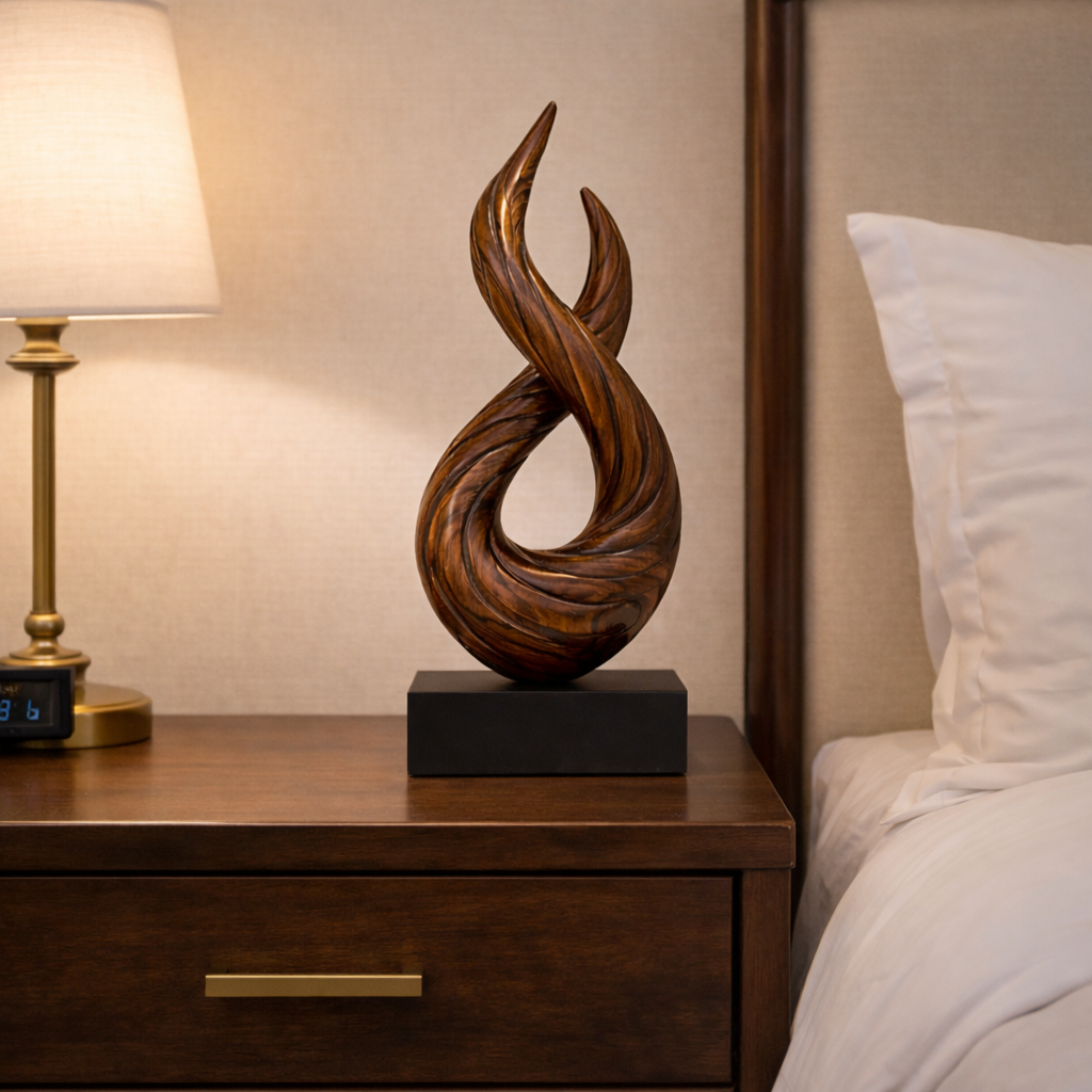 Handmade Twisted Wood Sculpture Modern Abstract Spiral Table Decor