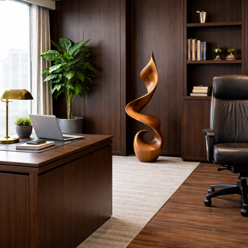 Modern Organic Solid Wood Floor Sculpture for Contemporary Interiors