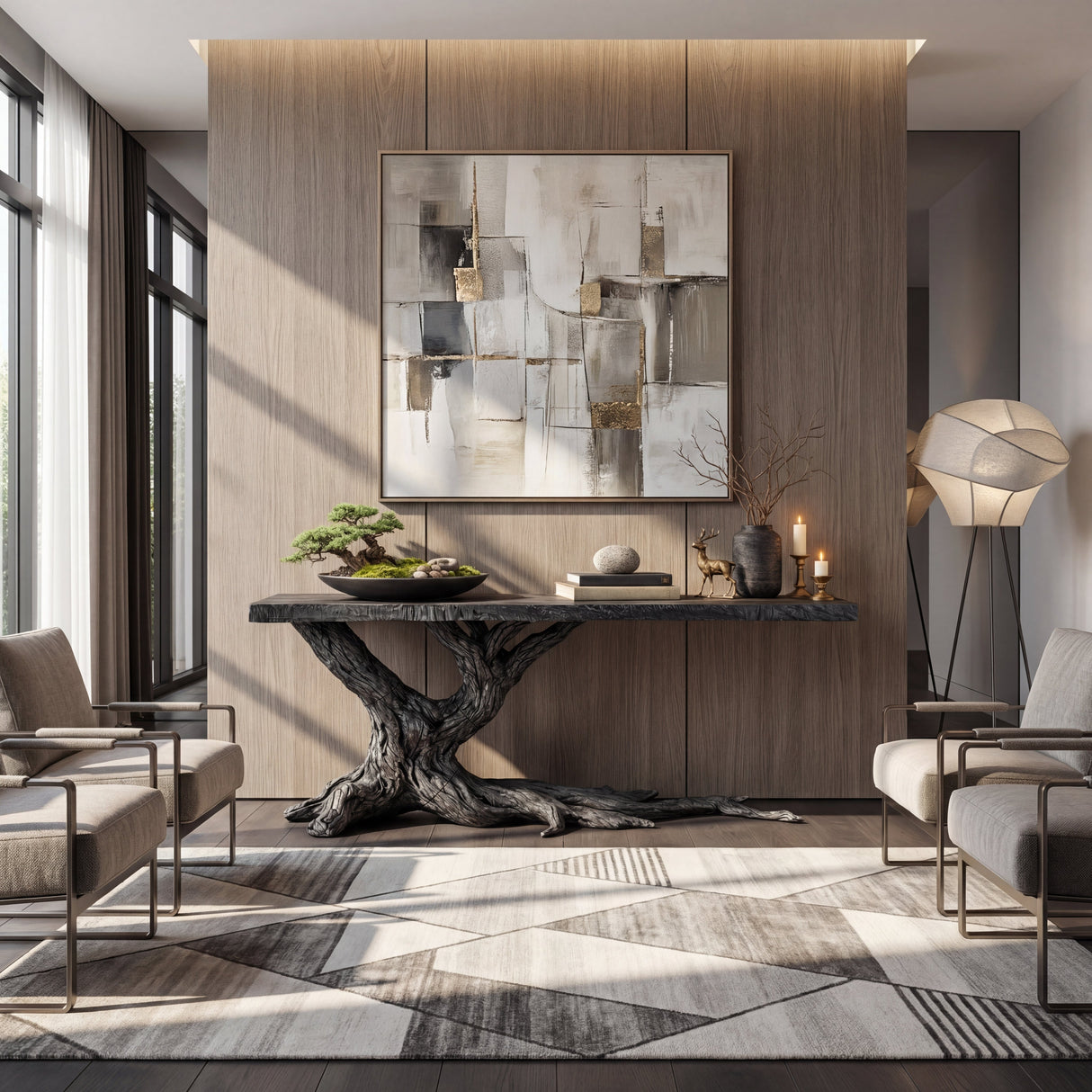 Sculptural Console Table with Root-Inspired Base