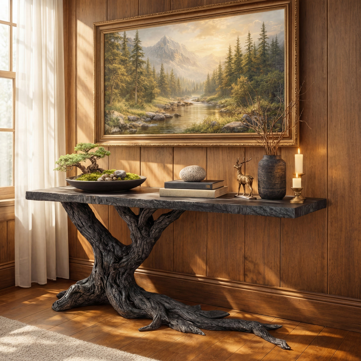 Sculptural Console Table with Root-Inspired Base
