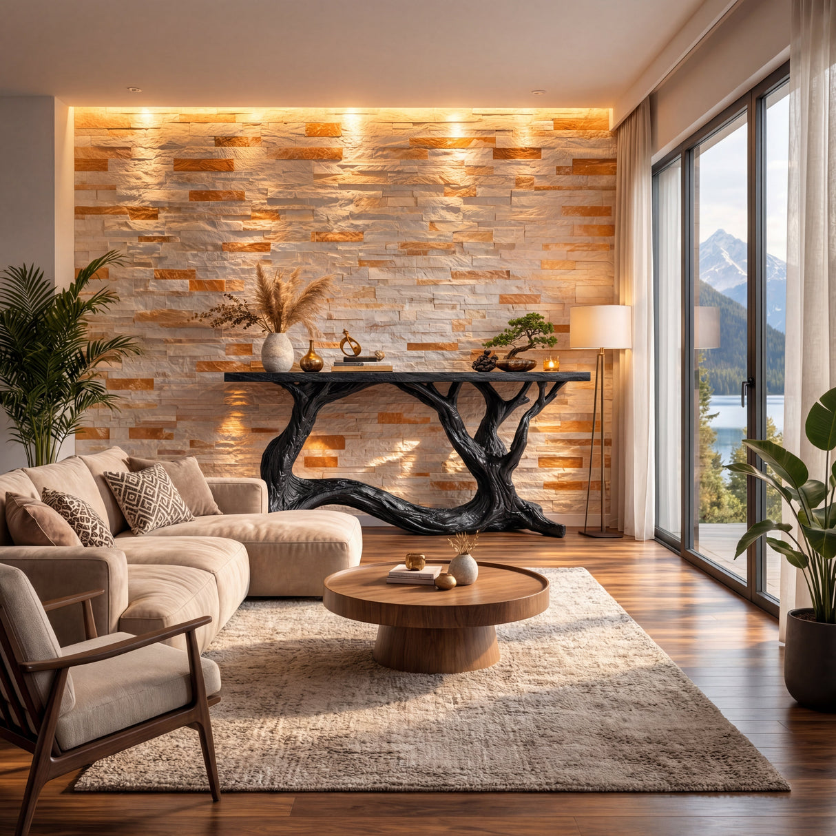 Interwoven Branch Solid Wood Console Table