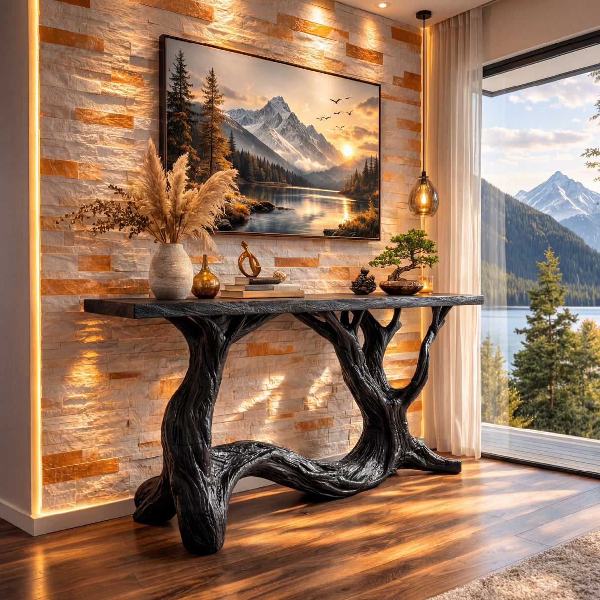 Interwoven Branch Solid Wood Console Table