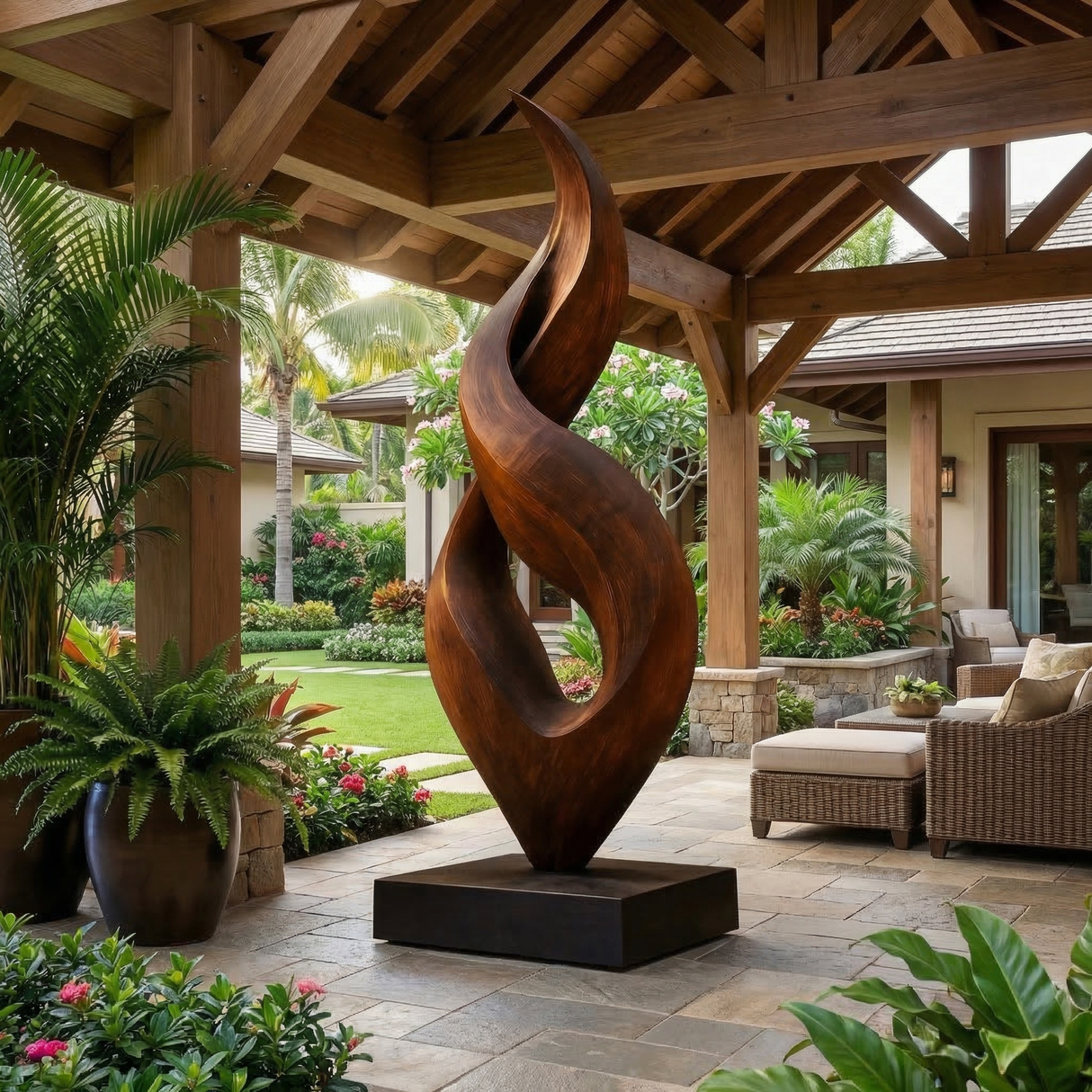 Abstract Twisting Floor Sculpture for Indoor or Covered Outdoor Spaces