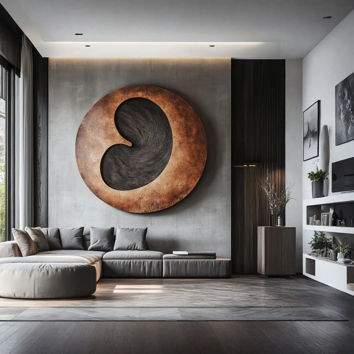 Organic Abstract Solid Wood Wall Sculpture for Modern Living Room