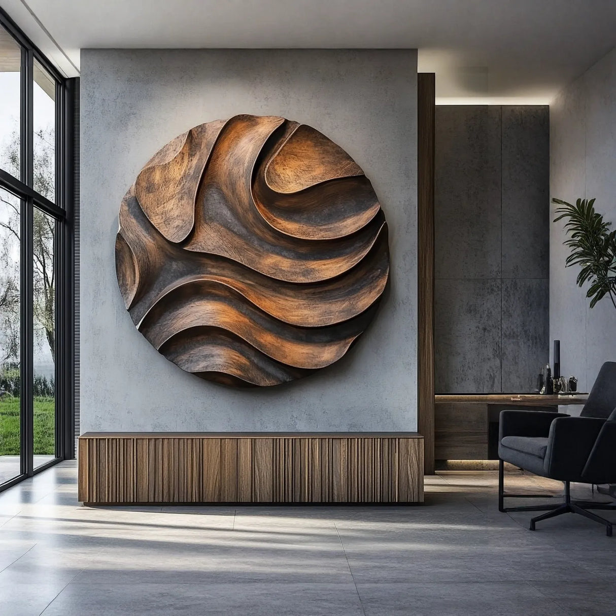 Layered Wave Solid Wood Wall Art Sculpture for Modern Living Spaces