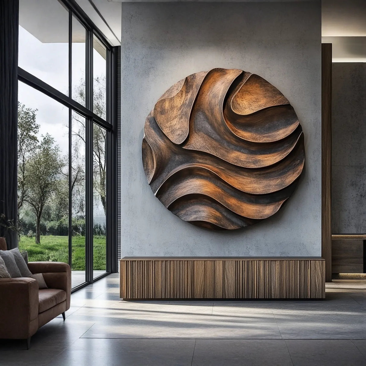 Layered Wave Solid Wood Wall Art Sculpture for Modern Living Spaces