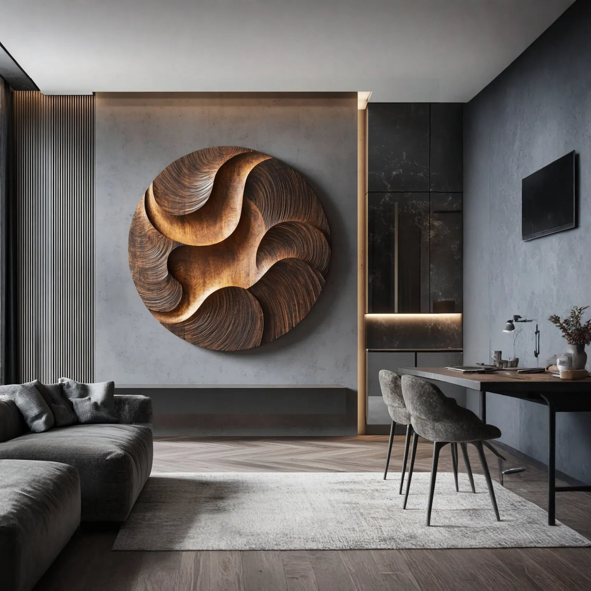 Modern Layered Solid Wood Wall Sculpture for Living Room Interiors