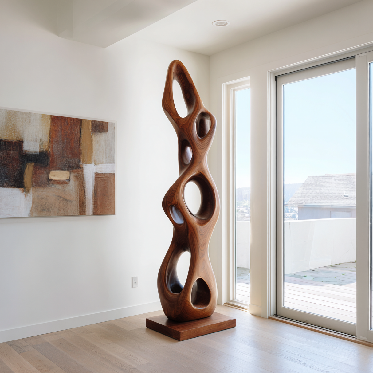 Hand-Carved Organic Solid Wood Sculpture for Contemporary Interiors