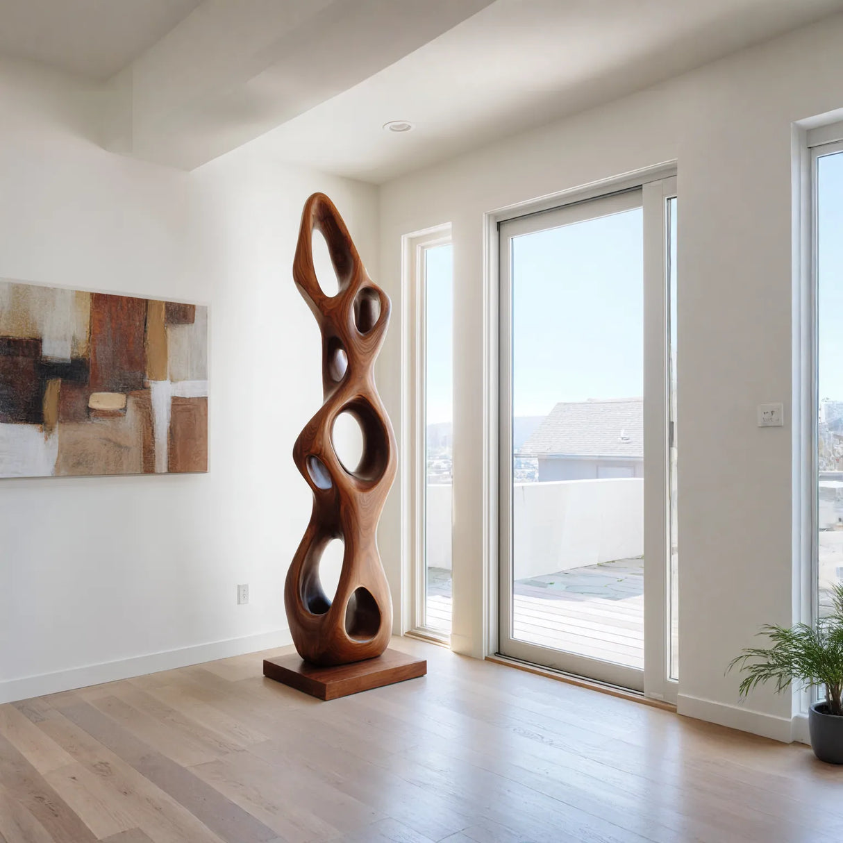 Hand-Carved Organic Solid Wood Sculpture for Contemporary Interiors